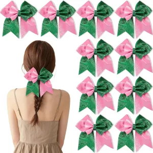 10 Pieces 7 Inch Witch Hair Accessories Pink and Green Hair Bows, Witch Merch Hair Bows Pink and Green Cute Bow Hair Clips Gifts Witch Party Favors Hair Accessories for Woman Girls