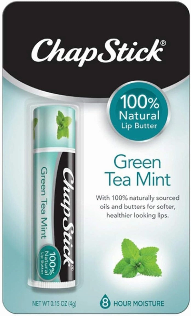 100% Natural Lip Butter, Green Tea Mint, 0.15 Oz (Pack of 12)