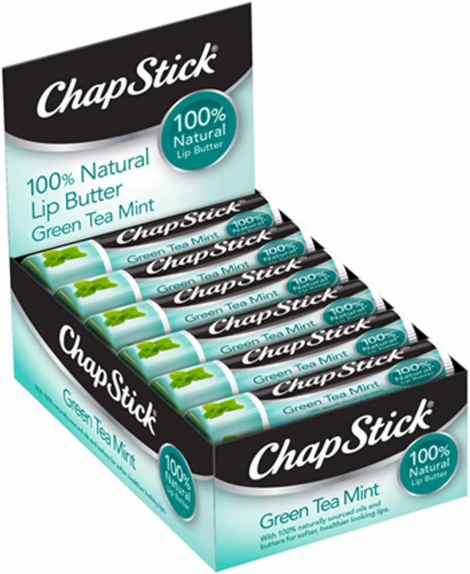 100% Natural Lip Butter, Green Tea Mint, 0.15 Oz (Pack of 12)