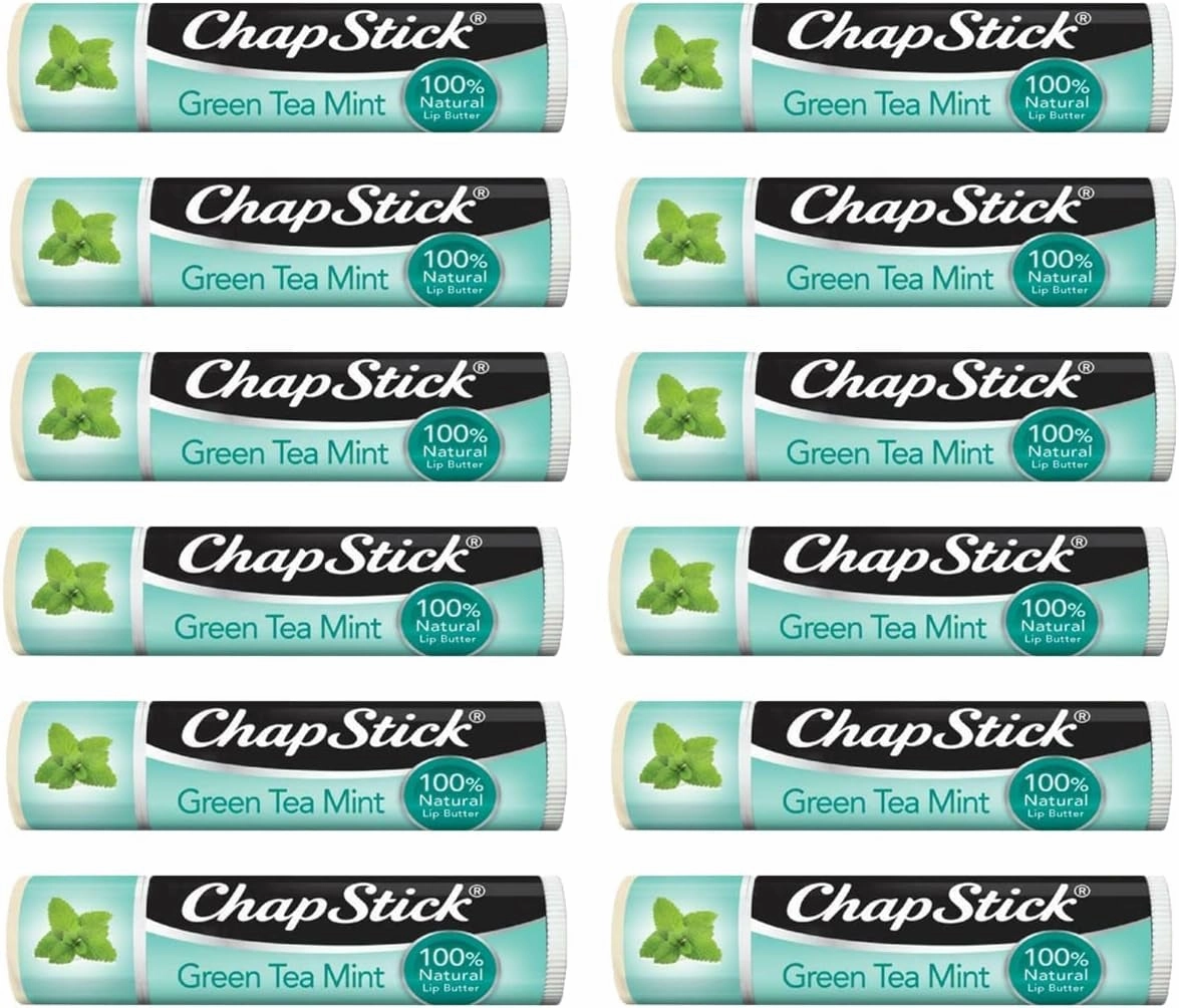 100% Natural Lip Butter, Green Tea Mint, 0.15 Oz (Pack of 12)