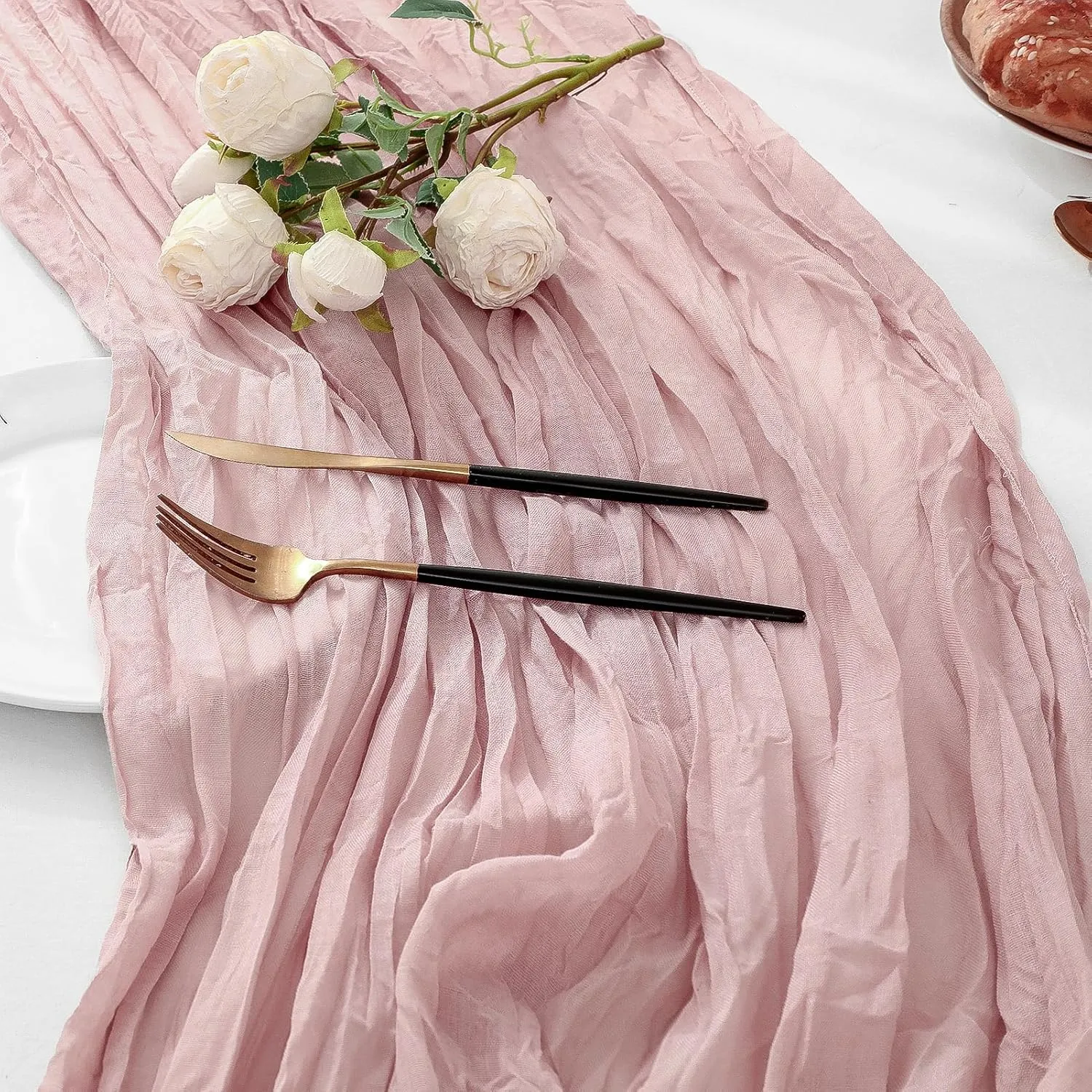 12 Pcs 10 Ft Pink Cheesecloth Table Runner Gauze Cheese Cloth for Light Blush Pink Bridal Baby Shower Wedding Decor ( 35 x 120 Inch )