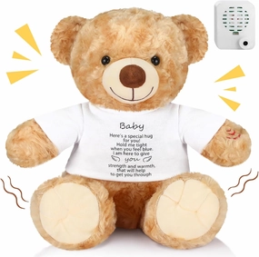 12 Inch Get Well Soon Plush Bear with Voice Recorder Set Plush Stuffed Animal Bear Hug 30 Seconds Voice Sound Sympathy Recordable Gifts for Condolences Memorial Loved Ones