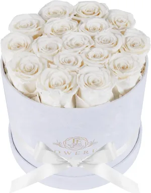 17 Flowers in a Luxury Suede Box, Birthday Gifts for Women, Preserved Flowers, Mothers Day Roses Gift for Mom, White