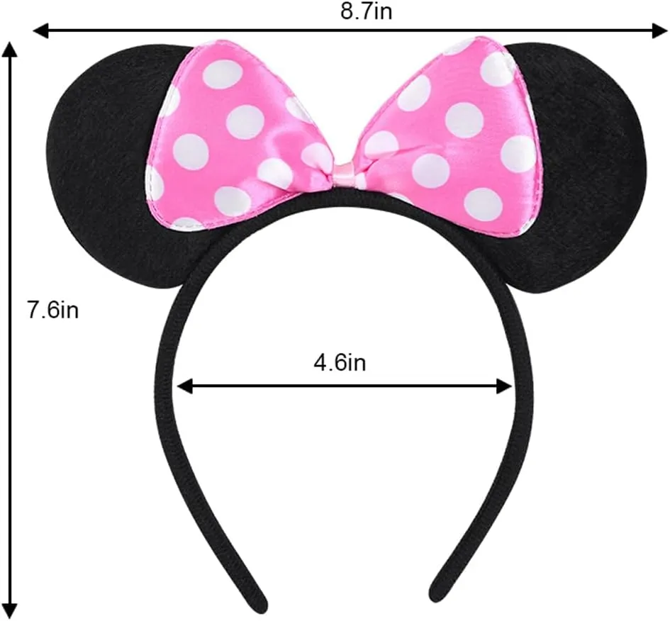 20 PCS Mouse Ears Headbands for Birthday Party Theme Park Costume Play Celebration for Boys and Girls (3color)
