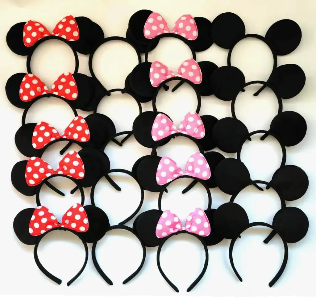 20 PCS Mouse Ears Headbands for Birthday Party Theme Park Costume Play Celebration for Boys and Girls (3color)