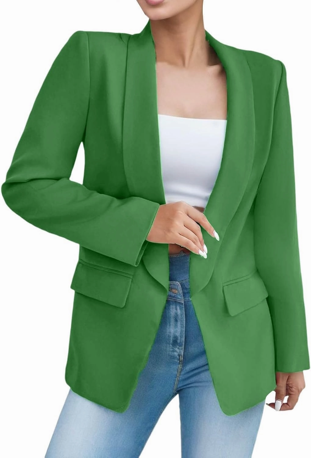 2023 Womens Casual Blazers Open Front Long Sleeve Work Office Jackets Basic Lapel Collar Blazer Jacket Business Outfit
