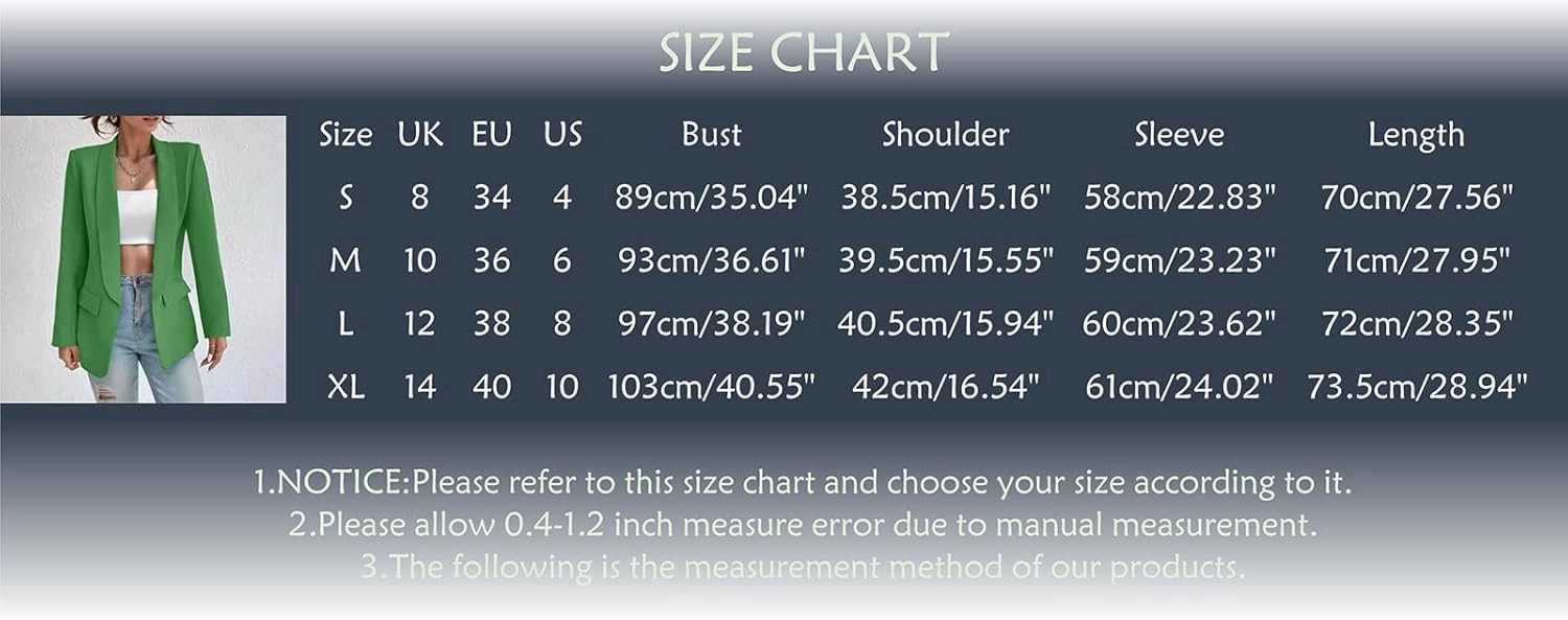 2023 Womens Casual Blazers Open Front Long Sleeve Work Office Jackets Basic Lapel Collar Blazer Jacket Business Outfit