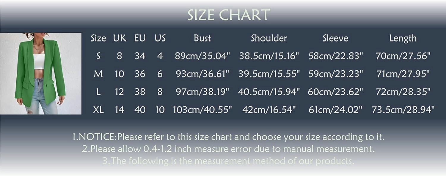 2023 Womens Casual Blazers Open Front Long Sleeve Work Office Jackets Basic Lapel Collar Blazer Jacket Business Outfit