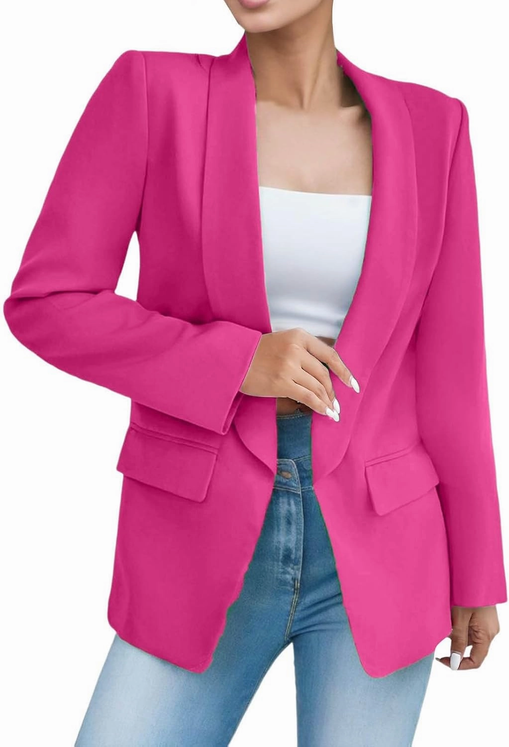 2023 Womens Casual Blazers Open Front Long Sleeve Work Office Jackets Basic Lapel Collar Blazer Jacket Business Outfit