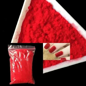 20G/Bag Manicure Velvet Powder Deep Red Nail Decoration Fuzzy Flocking Nylon Powder for 3D Candy Nail Glitter Art Tips