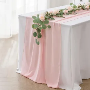 20Pack Chiffon Table Runner, Wedding Table Runner, 14x108 inches Gauze Table Runner, Rustic Sheer Table Decor for Romantic Bridal Shower, Baby Shower, Birthday Party Cake Table(Light Pink)
