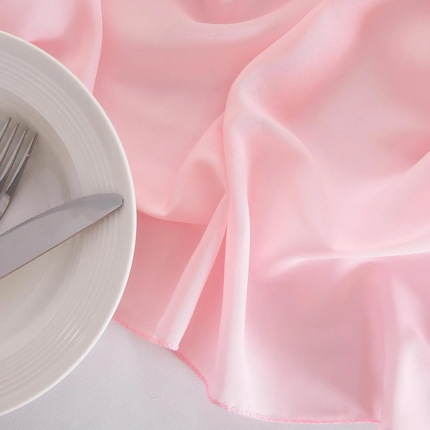 20Pack Chiffon Table Runner, Wedding Table Runner, 14x108 inches Gauze Table Runner, Rustic Sheer Table Decor for Romantic Bridal Shower, Baby Shower, Birthday Party Cake Table(Light Pink)