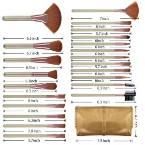 22-Piece Premium Makeup Brush Set with Cosmetic Bag red