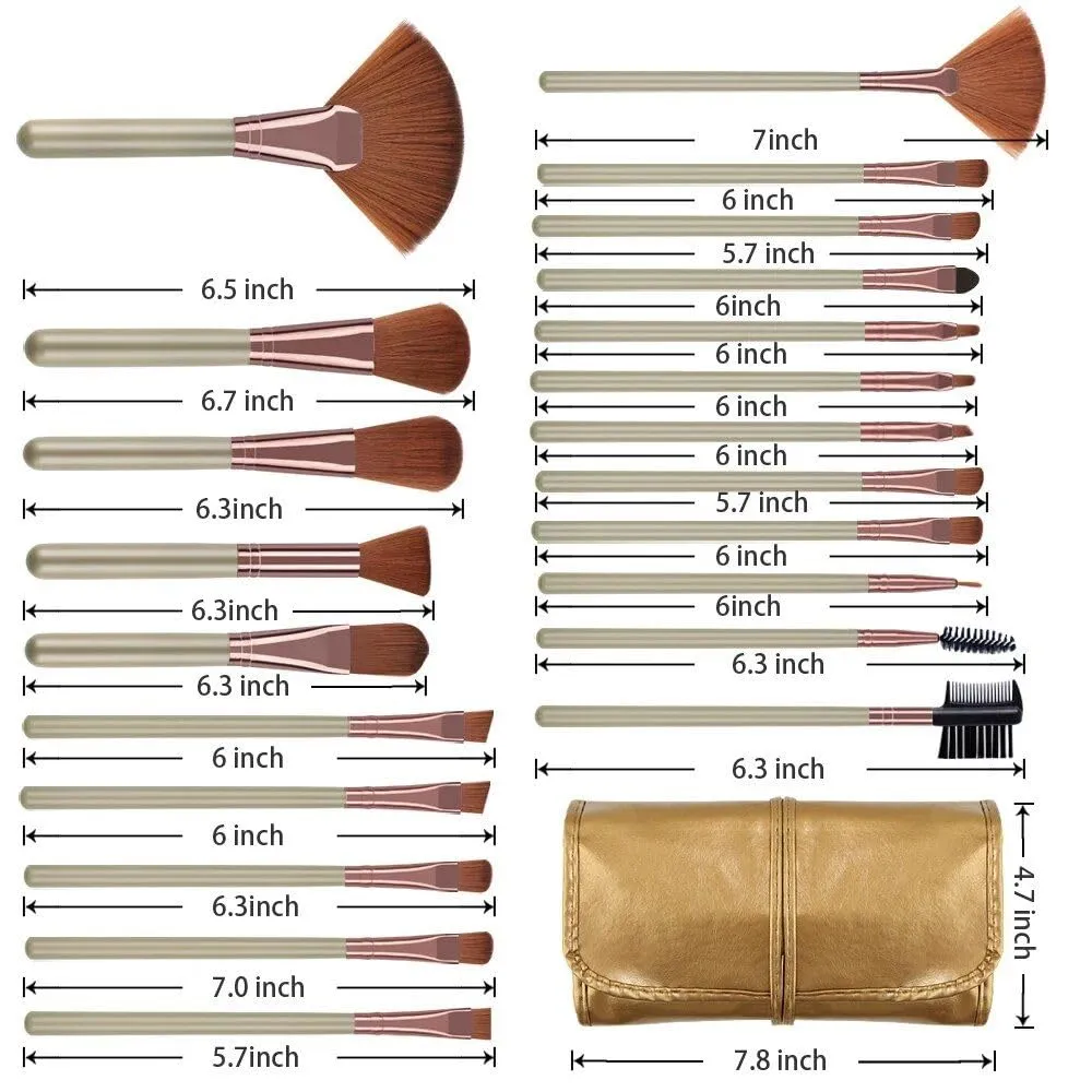 22-Piece Premium Makeup Brush Set with Cosmetic Bag red