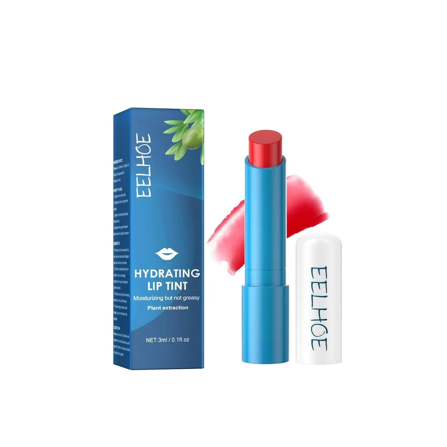 3 Pcs Moisturizing Lip Color, Deep Hydrating Lip Repair for Dry Chapped Lips, Long Lasting (Cherry red)