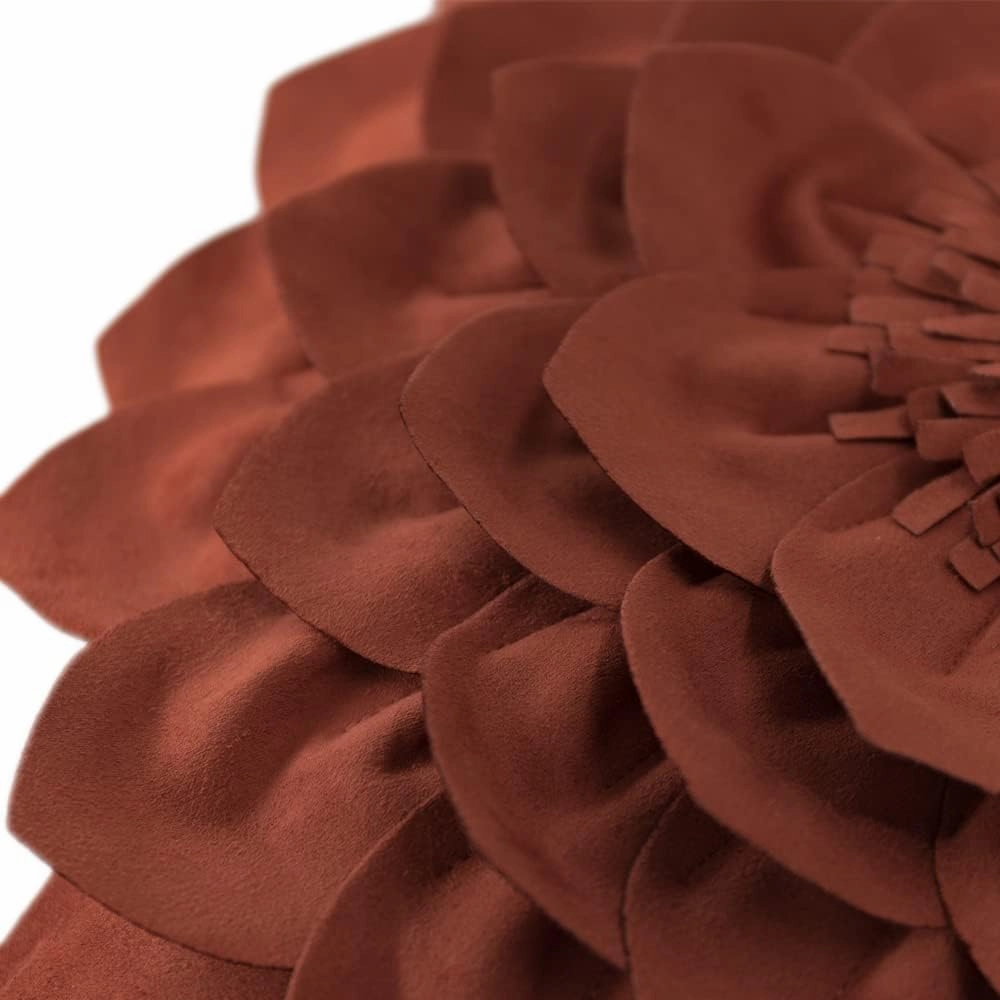 3D Flower Throw Pillow Covers Decorative Soft Pillowcases Cushion Covers Home Couch Bed Living Room Decor 18x18 Inch Rust Red