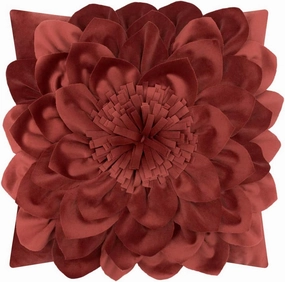 3D Flower Throw Pillow Covers Decorative Soft Pillowcases Cushion Covers Home Couch Bed Living Room Decor 18x18 Inch Rust Red