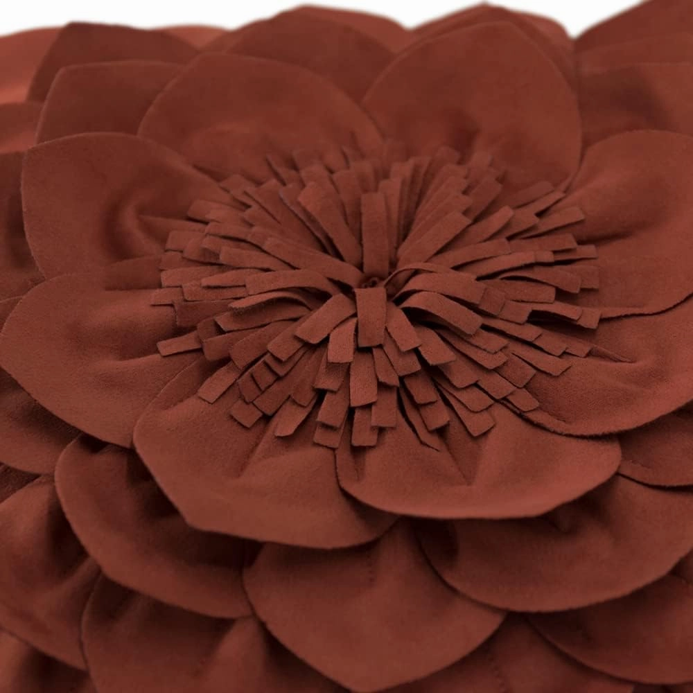 3D Flower Throw Pillow Covers Decorative Soft Pillowcases Cushion Covers Home Couch Bed Living Room Decor 18x18 Inch Rust Red
