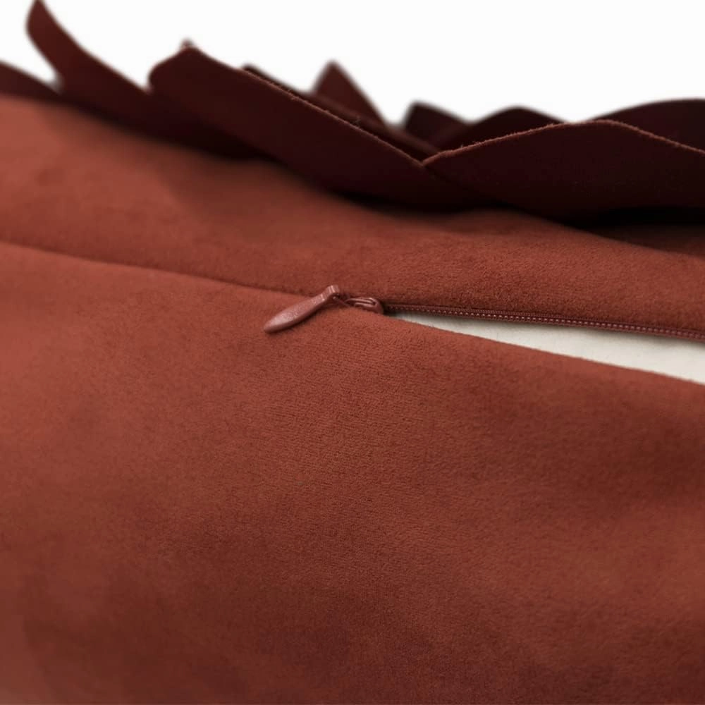3D Flower Throw Pillow Covers Decorative Soft Pillowcases Cushion Covers Home Couch Bed Living Room Decor 18x18 Inch Rust Red