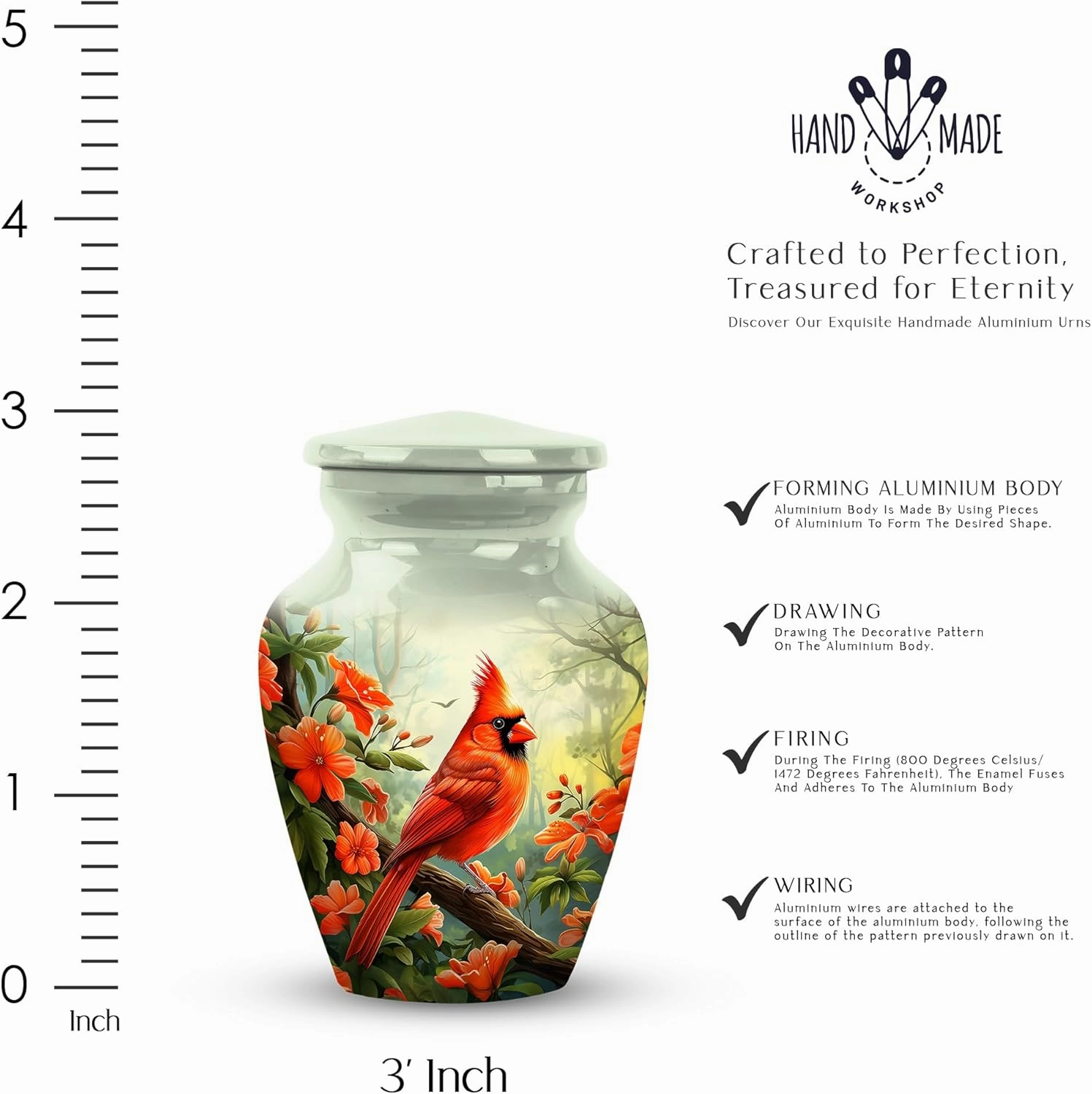 4 Red Cardinal Bird Urns, Small Urns for Ashes, Urns for Human Ashes Adult Man, Urn for Ashes for Women, Urns for Human Ashes Adult Female, Mini Urns for Human Ashes, Urn for Ashes Adult Male