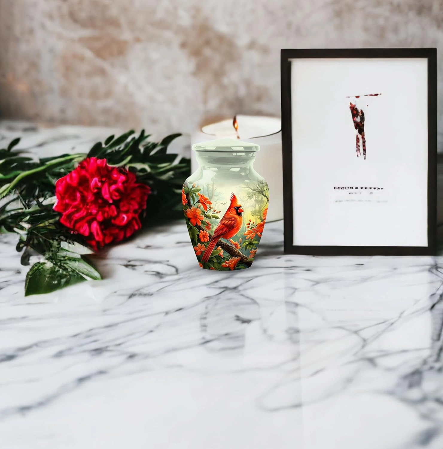 4 Red Cardinal Bird Urns, Small Urns for Ashes, Urns for Human Ashes Adult Man, Urn for Ashes for Women, Urns for Human Ashes Adult Female, Mini Urns for Human Ashes, Urn for Ashes Adult Male