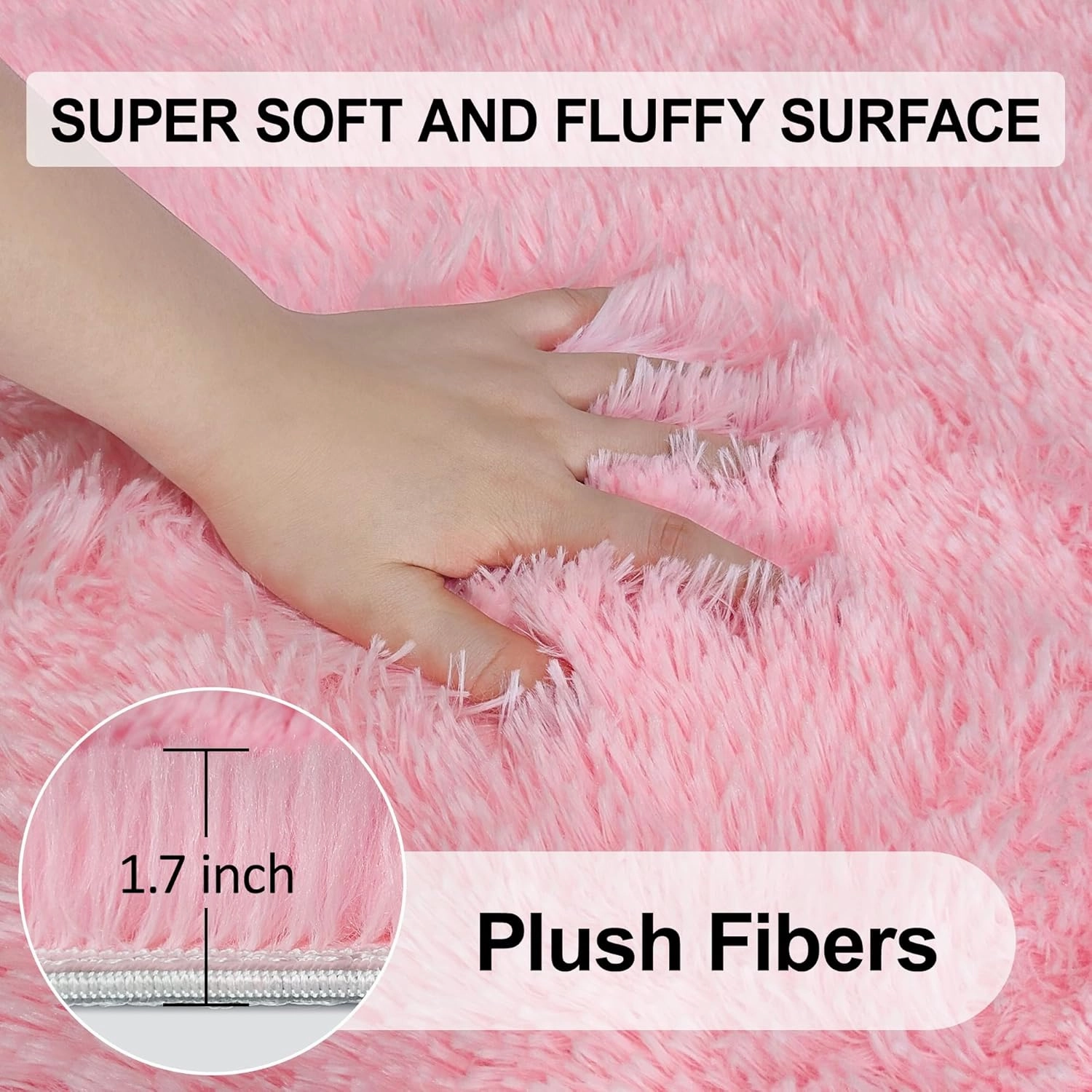 4X6 Fluffy Area Rugs for Living Room Bedroom,Washable Ultra Soft Shag Bedside Rug，Non-Slip Modern Plush Fuzzy Carpet for Indoor Floor Kids,Girls,Boys and Nursery Rooms,Pink