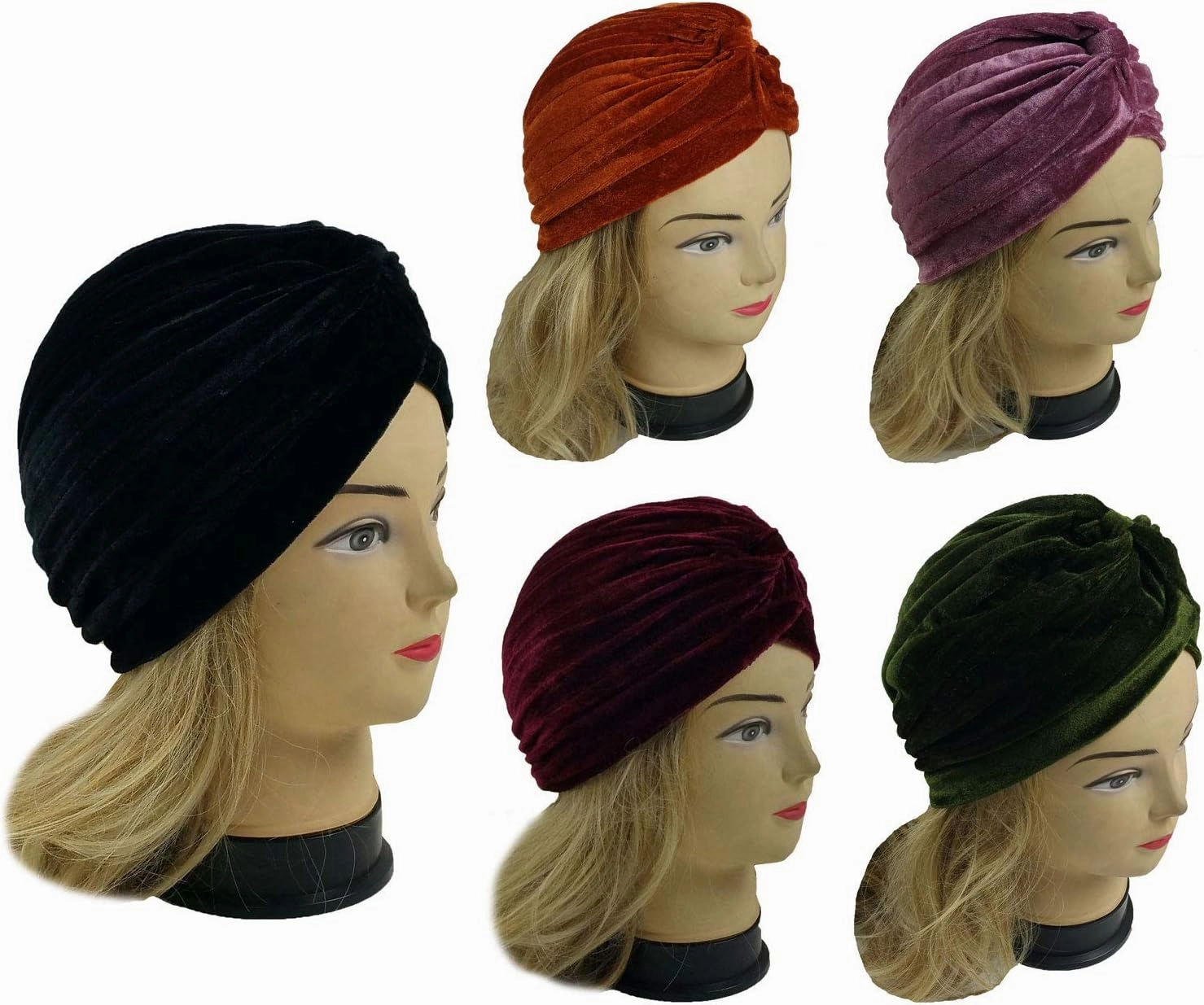 5 Women Stretchy Turban Chemo Cap Bennie Head Wrap Headwear