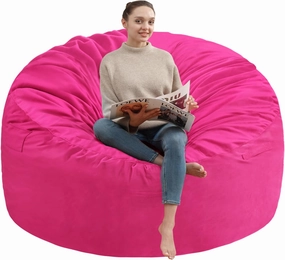 5Ft Bean Bag Chair, Memory Foam Filling Bean Bag Chairs with Velvet Cover, Removable and Machine Washable Cover, Giant Bean Bag Chair for Adult - Pink