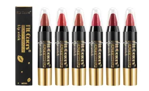 6-Pack Moisturizing Lip Crayons - Velvet to Glossy Finish Transfer-Proof & Water-Resistant