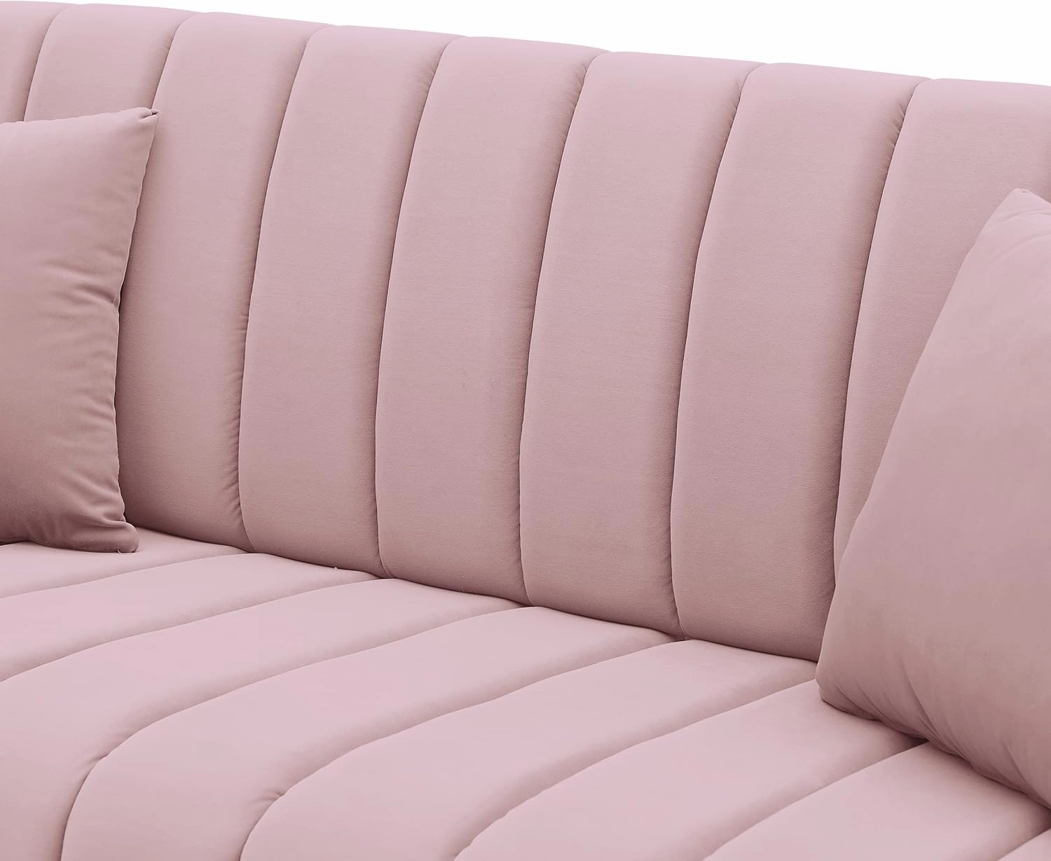 61" Modern Velvet Loveseat Sofa,Upholstery Love Seat Couches with Tufted Backrest,Golden Metal Legs,Accent Sofa for Living Room Bedroom Apartment Office (Pink)