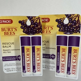 (2) Burt's Bees Rescue Balm Lip Balm Antioxidant-Rich Elderberry Repair Dry 2pk