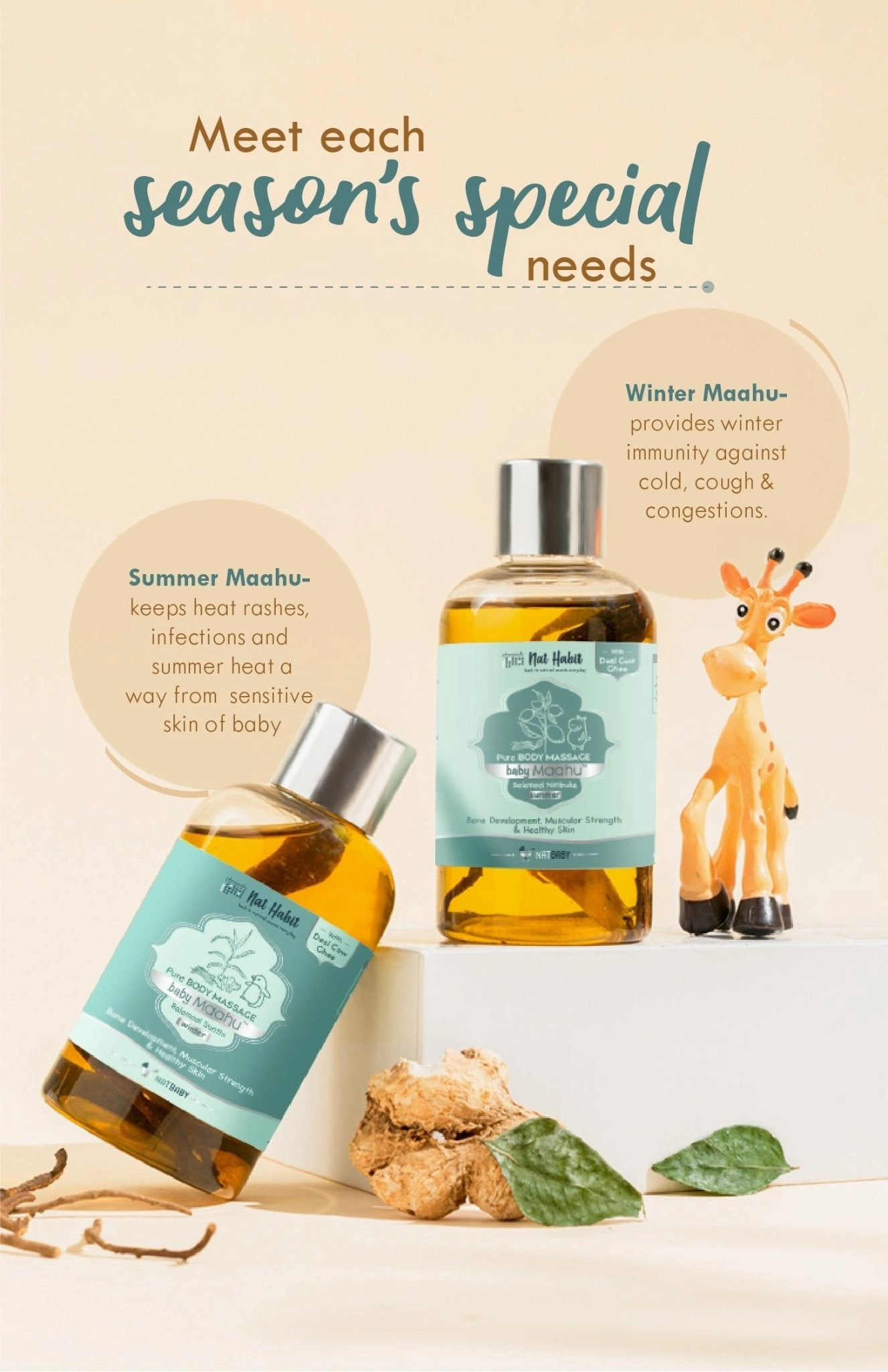 <strong>Summer Baby Massage Maahu - Balamool Nimbuka - 100ml</strong> <br><i>Bone Development, Muscular Strength & Healthy Skin</i>
