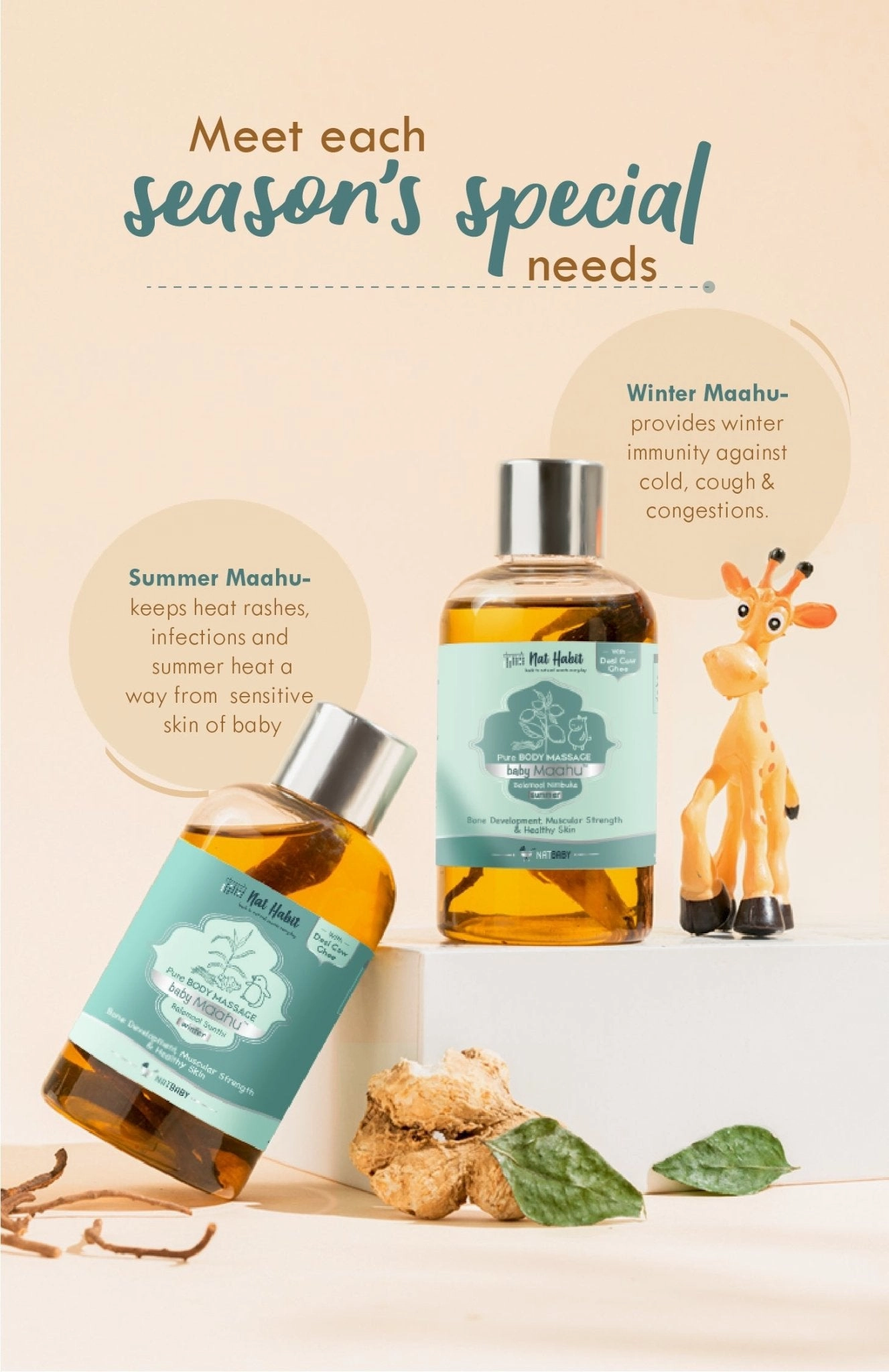 <strong>Winter Baby Massage Maahu - Balamool Sunthi - 100ml</strong> <br><i>Bone Development, Muscular Strength & Healthy Skin</i>