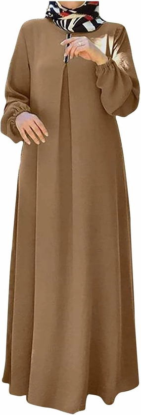 Abayas for Women Muslim Dubai Dress Loose Fit Long Islamic Kaftan Robe Maxi Length Arabic Robes Eid Prayer Clothes