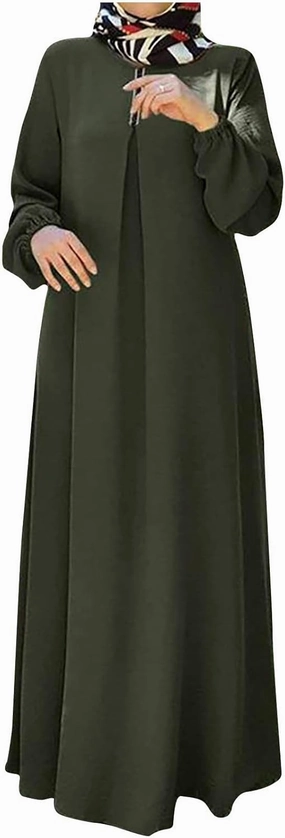 Abayas for Women Muslim Dubai Dress Loose Fit Long Islamic Kaftan Robe Maxi Length Arabic Robes Eid Prayer Clothes