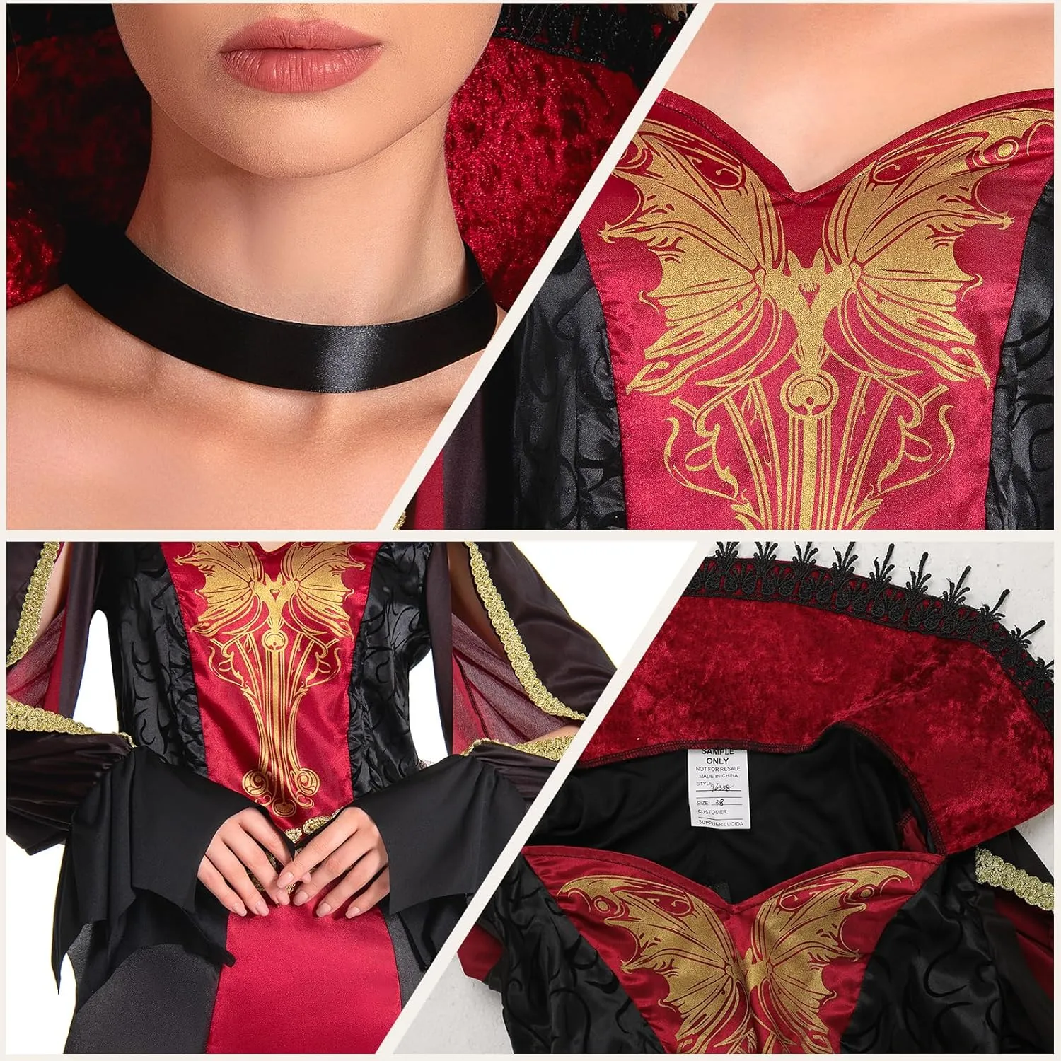 Adult Vampire Halloween Costumes For Women Scary Costume Set Female Vampiress Costum Outfit Dress Up Gothic Midnight