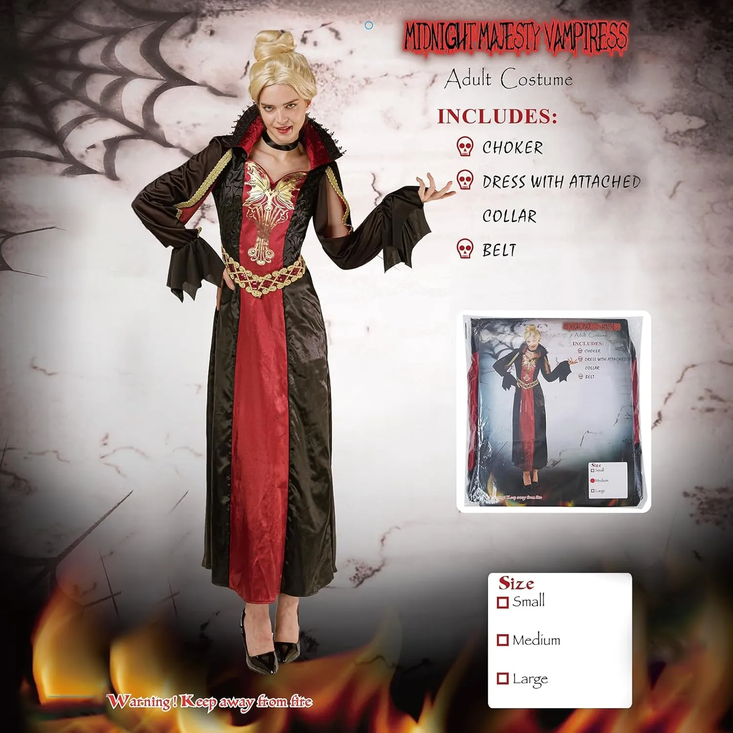 Adult Vampire Halloween Costumes For Women Scary Costume Set Female Vampiress Costum Outfit Dress Up Gothic Midnight