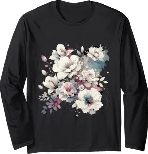 Aesthetic Bloom - Minimalist Floral Vector Long Sleeve T-Shirt