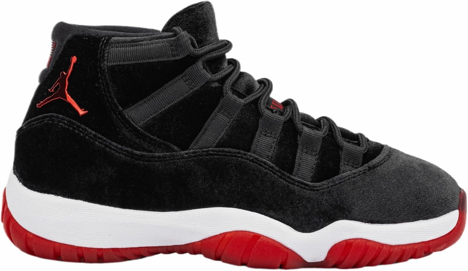 Air Jordan 11 Bred Velvet Womens Lifestyle Shoes (Black/Gym Red/White) Size 5