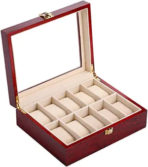 AJMIPO Watch Box Wooden Watch Box Accessories Jewelry Pre-Play Box Slot Watch Box Anniversary Birthday Gift for Men and Women
