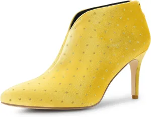 Allegra K Women's V Cutout Pointed Toe Heel Ankle Boots