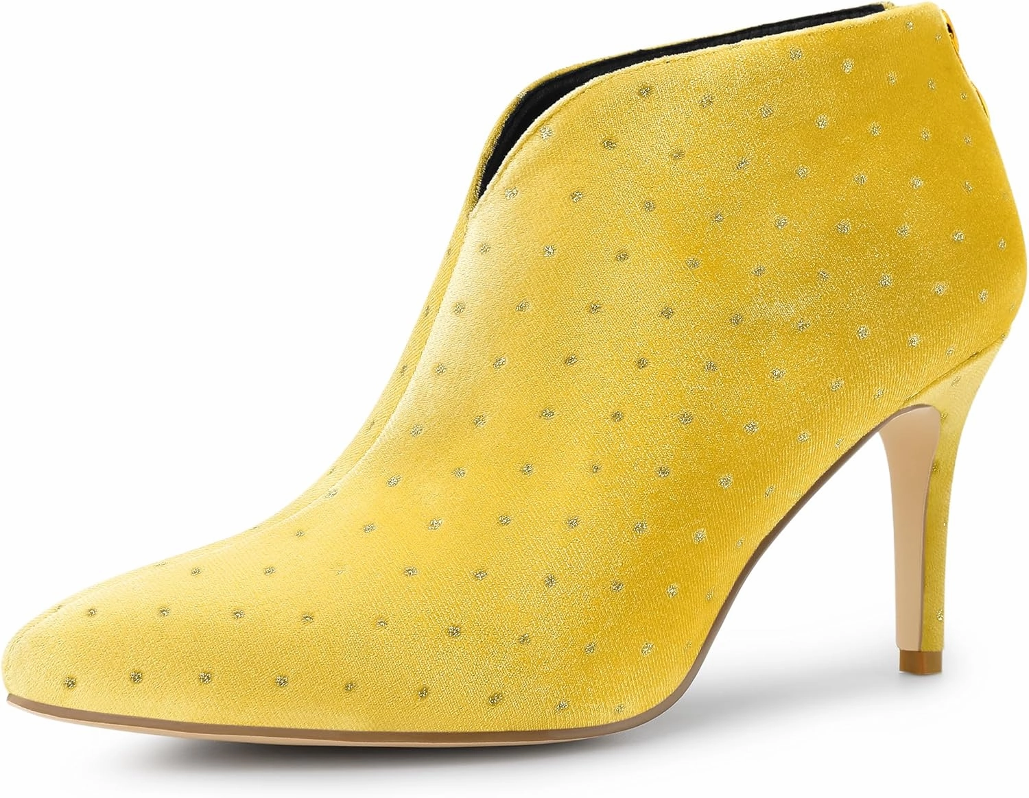 Allegra K Women's V Cutout Pointed Toe Heel Ankle Boots