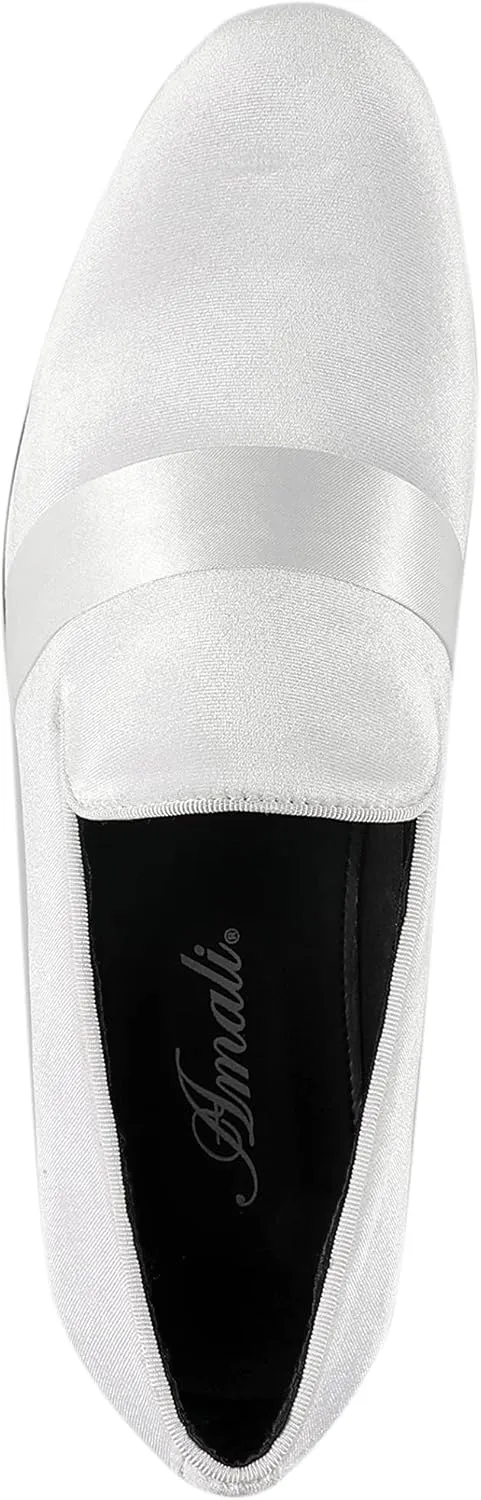 Amali King - Men's Slippers - Mens Loafers - Designer Shoes for Men - Tuxedo Shoes - Velvet Loafers Men - Embossed Paisley Pattern, Satin Band and Trim