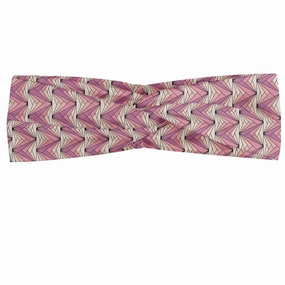 Ambesonne Geometric Headband for Women, Pastel Romantic Colored Triangle Style Vertical Angled Zigzag Lines, Elastic Comfy Hair Accessory Knotted Head Wrap Everyday Use, M-L, Ivory Blush Pale Fuchsia