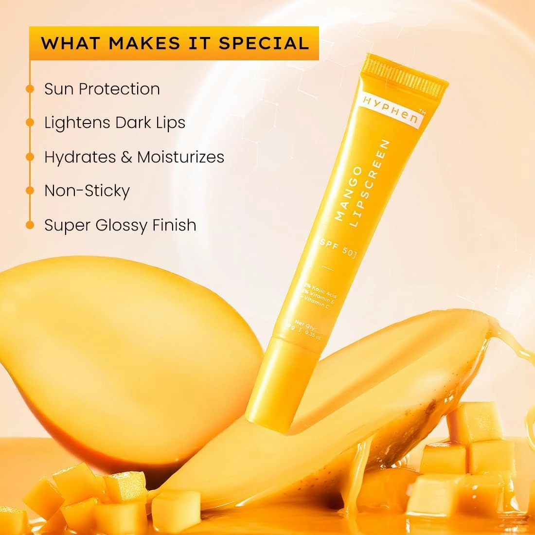 Apricx Mango Lip Balm SPF 50 PA     | 2% Kojic Acid Brightening LipBalm for Dark & Pigmented Lips | 1% Vitamin E & Vitamin C | Moisturizing SPF LipBalm for Dry Lips - 10 g