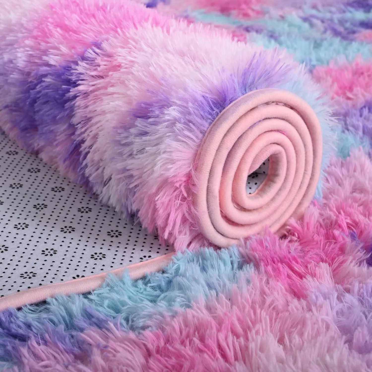 AROGAN Soft Rainbow Area Rugs for Girls Room 3x5 Feet, Fluffy Cute Colorful Princess Carpet for Kids Teens Nursery Toddler,Bedroom Hot Pink