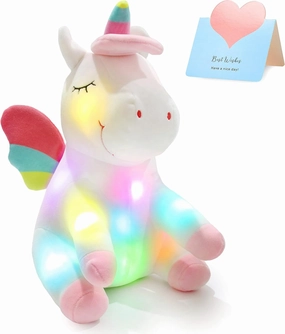 Athoinsu 12'' Light up Unicorn Stuffed Animal Soft Plush Toy with Colorful LED Night Lights Glowing Birthday Children's Day Gifts for Girls Toddler Kids Women