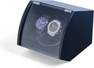 Automatic Watch Winder Double Watch Winder for Automatic Watches Wood Shell Piano Paint Exterior Flexible Plush Pillow Red and Blue Watch Winder (Blue)