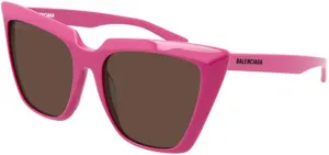 Balenciaga BB0046S 005 55MM Fuchsia/Brown Cateye Sunglasses for Women   BUNDLE with Designer iWear Eyewear Kit
