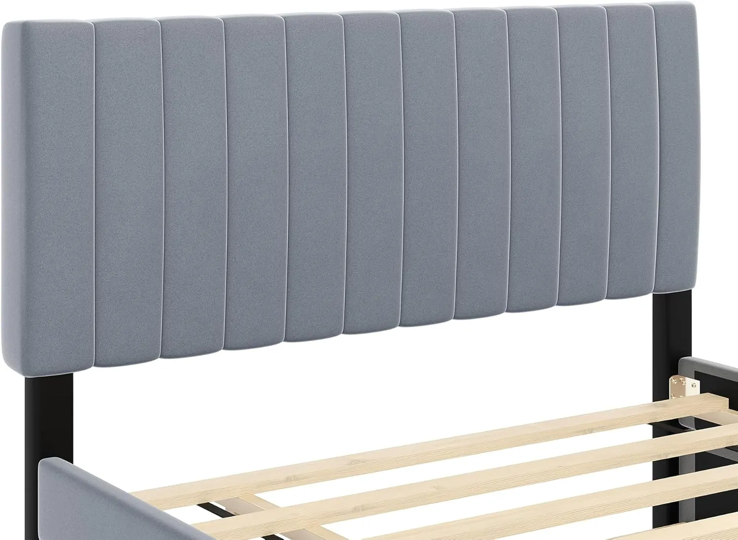 Ball & Cast Full Size Velvet Upholstered Platform Bed with Twin Size Pull Out Trundle,Wood Bed Frame W/Striped Headboard Design and 10 Reinforced Slats Supports,Bedroom Furniture for Boys,Girls,Pink